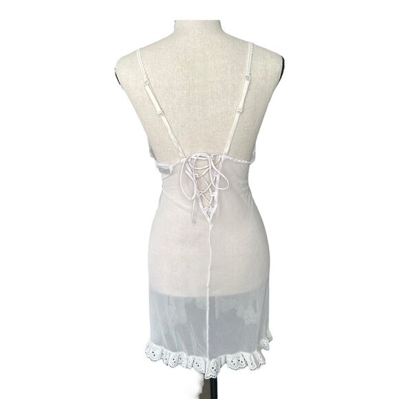 Delicates White Mesh Babydoll Lingerie Large - Picture 4 of 7